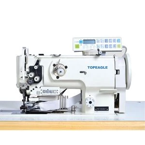 Tempat tidur datar TCF-1510-AE, satu jarum, senyawa Hook horisontal pakan, besar kait dan mesin jahit dengan sisi Cutter dan mengikat